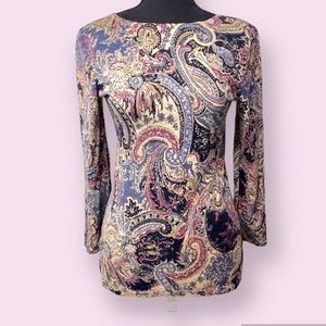 Ralph Lauren Silk Knit Paisley Sweater
